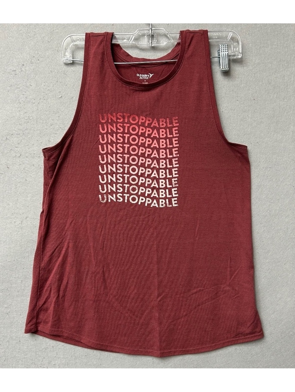 Old Navy Active Go-Dry Tank Top "Unstoppable" Maroon Red Women Size S